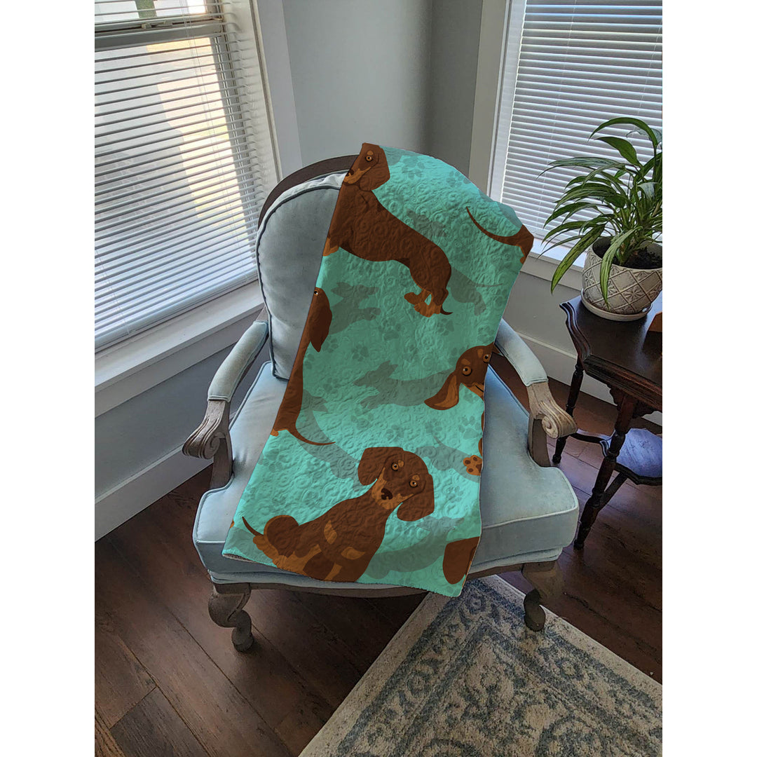 Chocolate and Tan Dachshund Quilted Blanket 50x60 Image 4