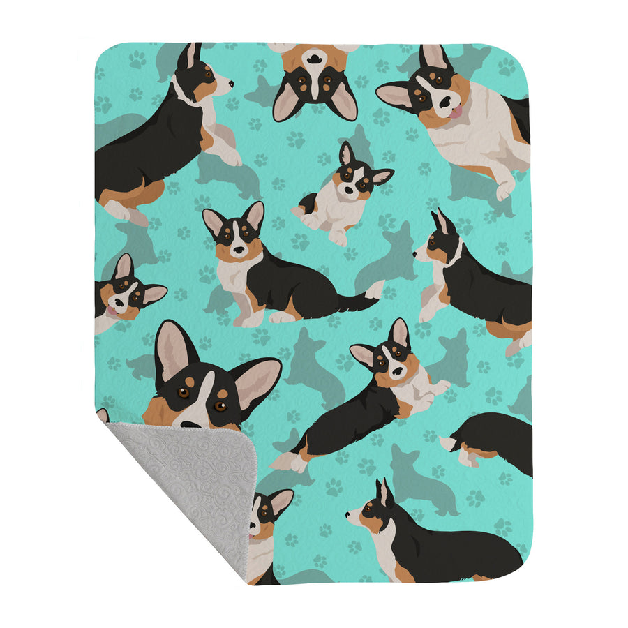 Tricolor Cardigan Corgi Quilted Blanket 50x60 Image 1