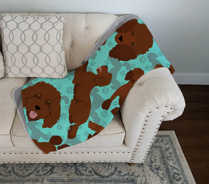 Chocolate Standard Poodle Quilted Blanket 50x60 Image 3
