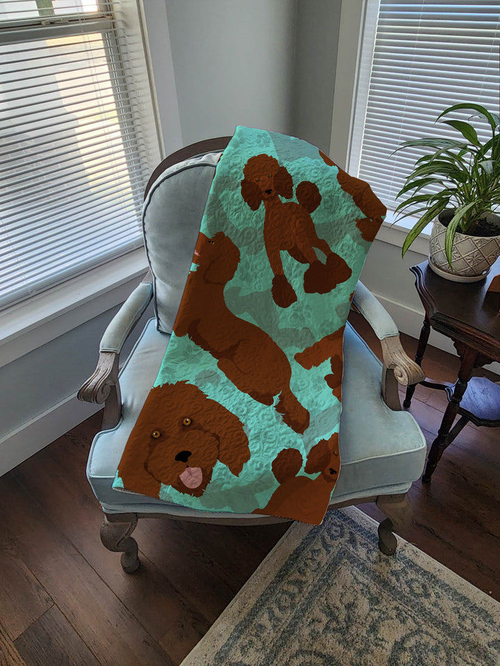Chocolate Standard Poodle Quilted Blanket 50x60 Image 4