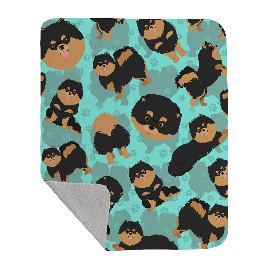 Black and Tan Pomeranian Quilted Blanket 50x60 Image 1