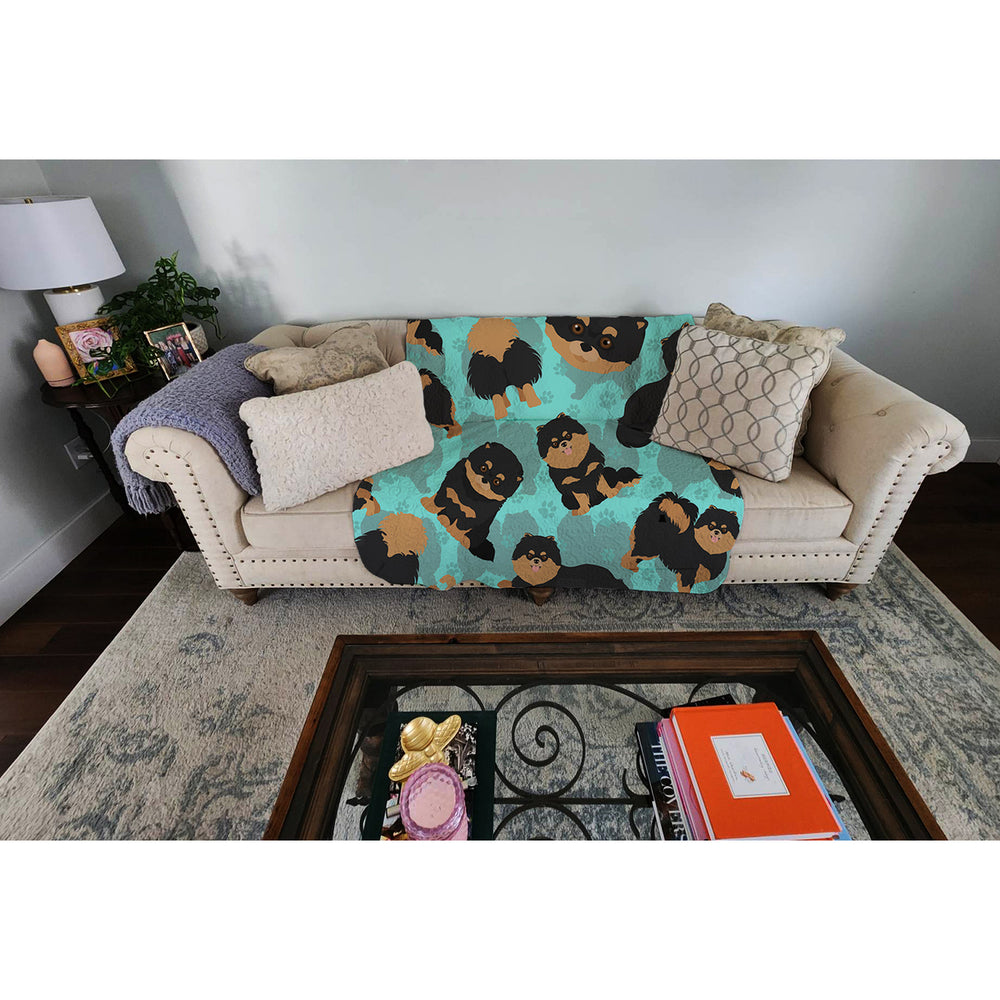 Black and Tan Pomeranian Quilted Blanket 50x60 Image 2