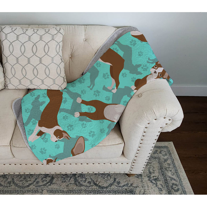 Red Boston Terrier Quilted Blanket 50x60 Image 3