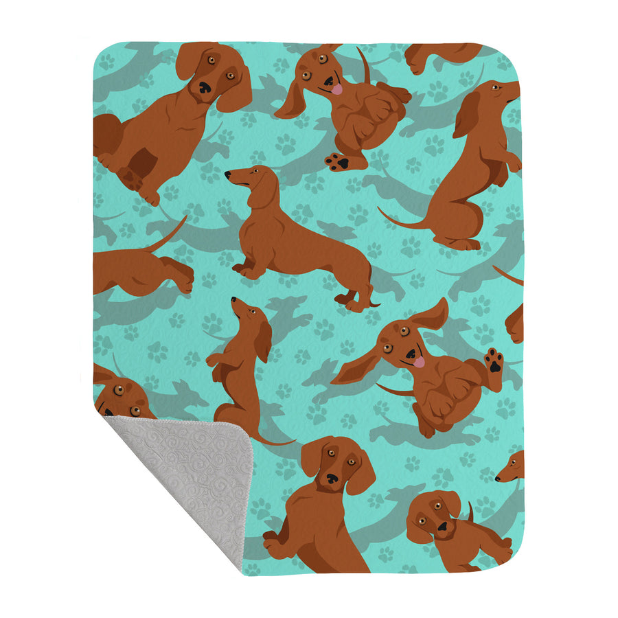 Red Dachshund Quilted Blanket 50x60 Image 1