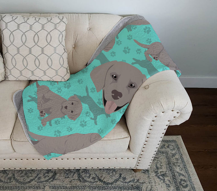 Grey Labrador Retriever Quilted Blanket 50x60 Image 3