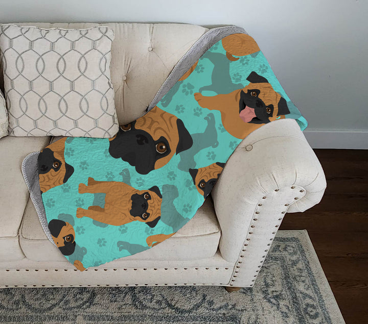 Apricot Pug Quilted Blanket 50x60 Image 3
