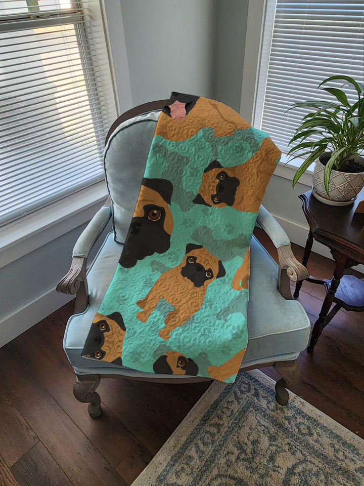 Apricot Pug Quilted Blanket 50x60 Image 4