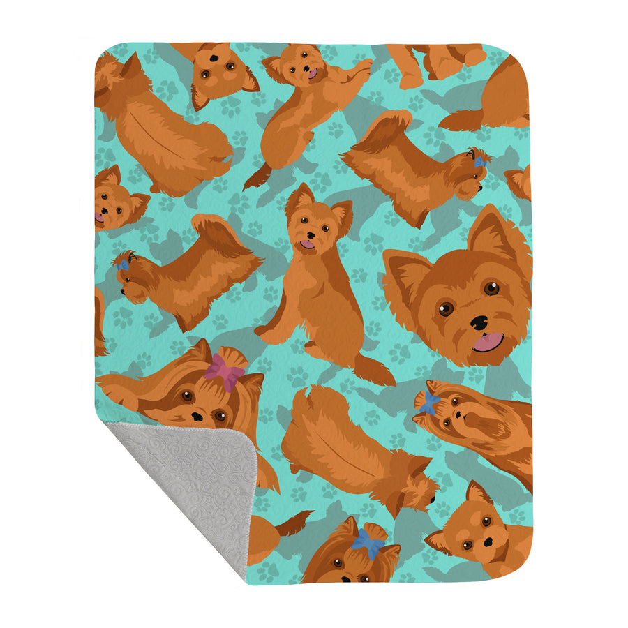 Red Yorkie Quilted Blanket 50x60 Image 1