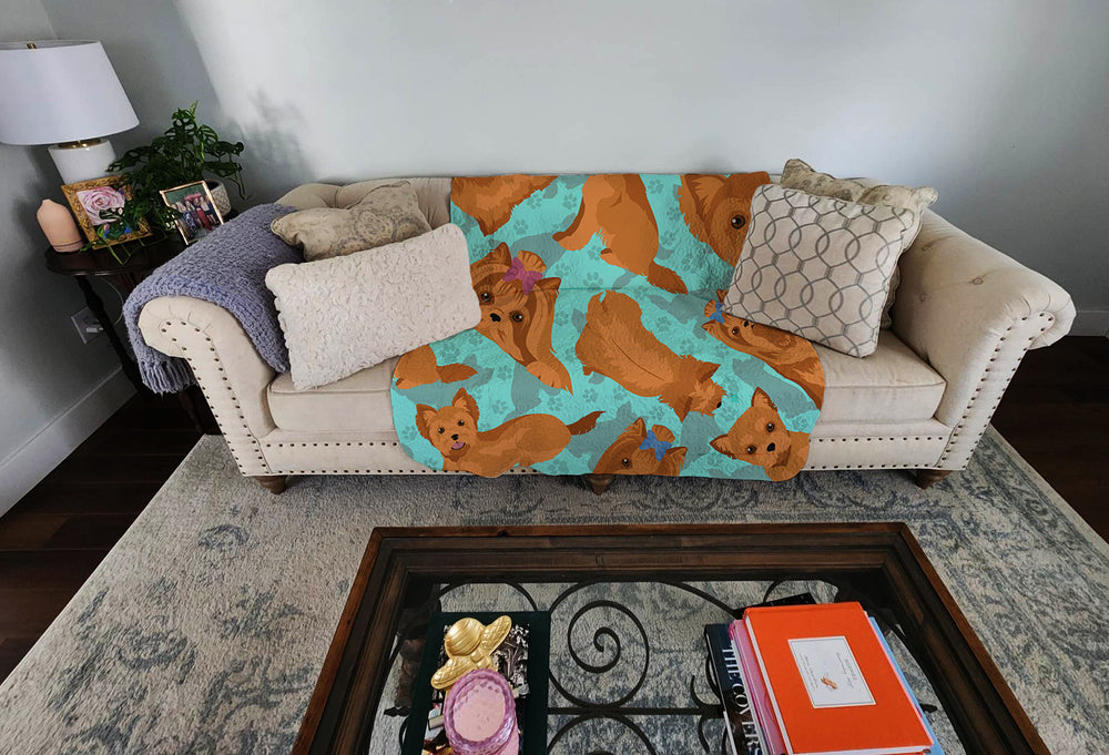Red Yorkie Quilted Blanket 50x60 Image 2