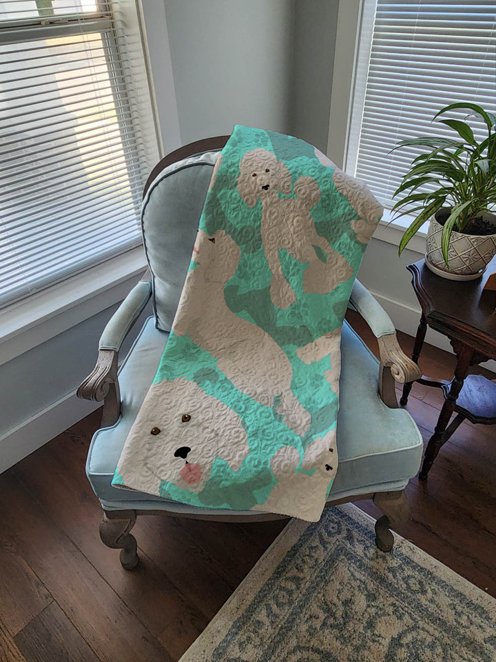 White Standard Poodle Quilted Blanket 50x60 Image 4