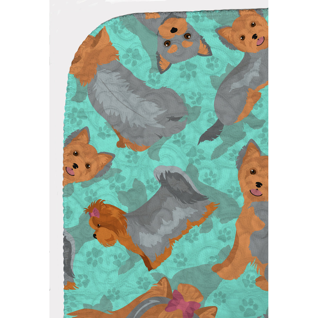 Blue and Tan Yorkie Quilted Blanket 50x60 Image 5