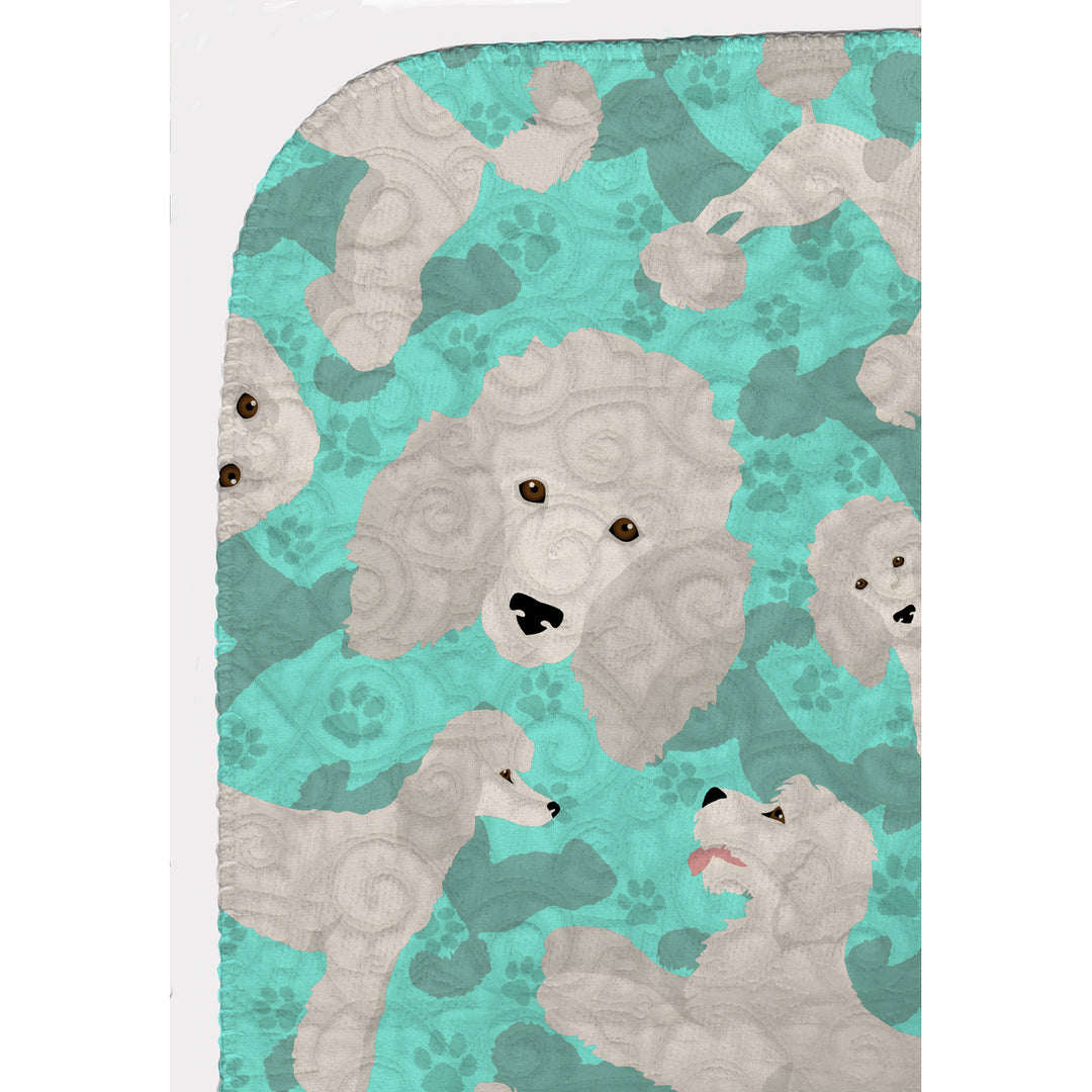 White Standard Poodle Quilted Blanket 50x60 Image 5