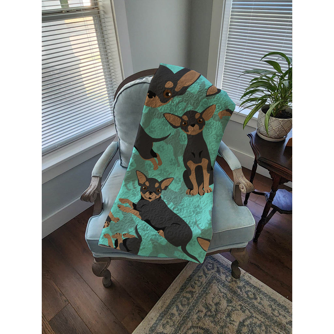 Black and Tan Chihuahua Quilted Blanket 50x60 Image 4