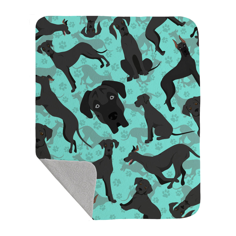 Black Great Dane Quilted Blanket 50x60 Image 1