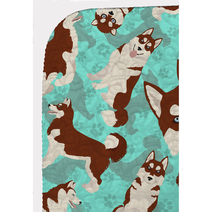Red Siberian Husky Quilted Blanket 50x60 Image 5