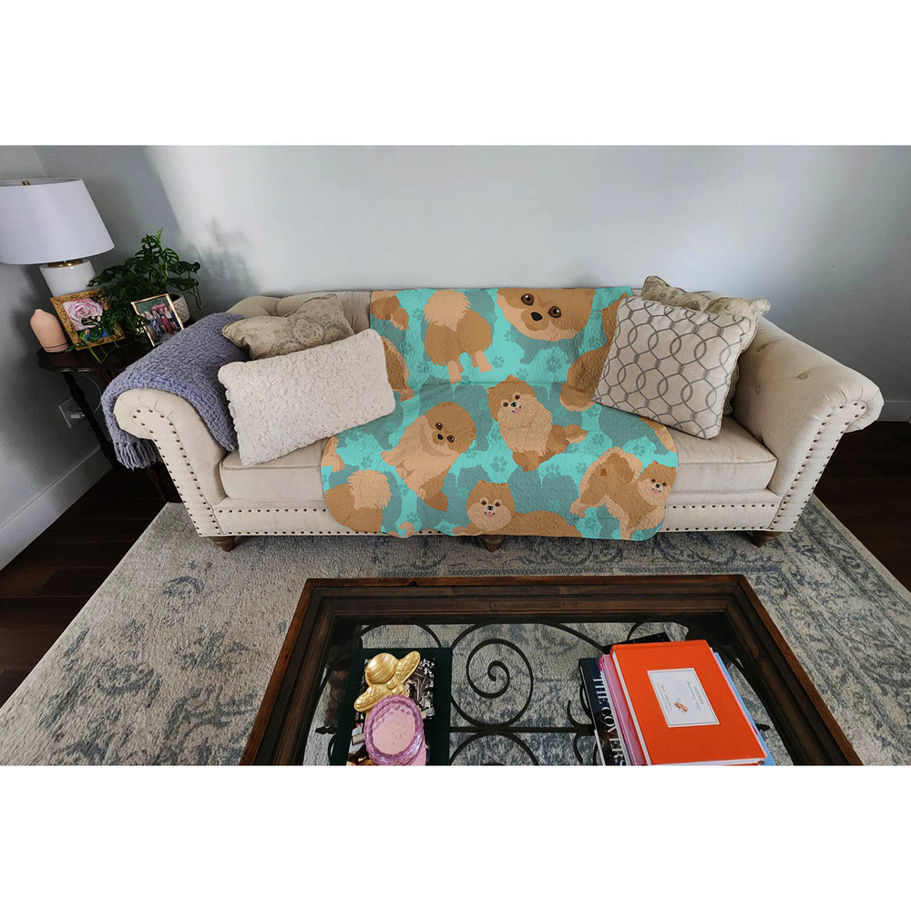 Orange Pomeranian Quilted Blanket 50x60 Image 2