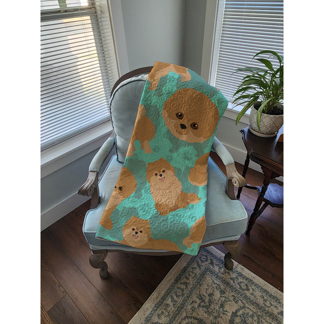Orange Pomeranian Quilted Blanket 50x60 Image 4
