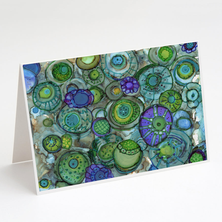 Abstract in Blues and Greens Greeting Cards and Envelopes Pack of 8 Image 1