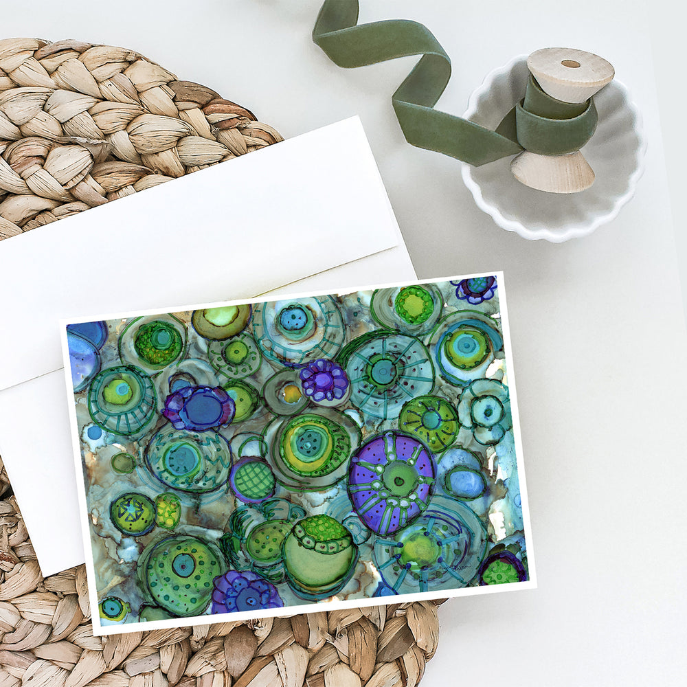 Abstract in Blues and Greens Greeting Cards and Envelopes Pack of 8 Image 2