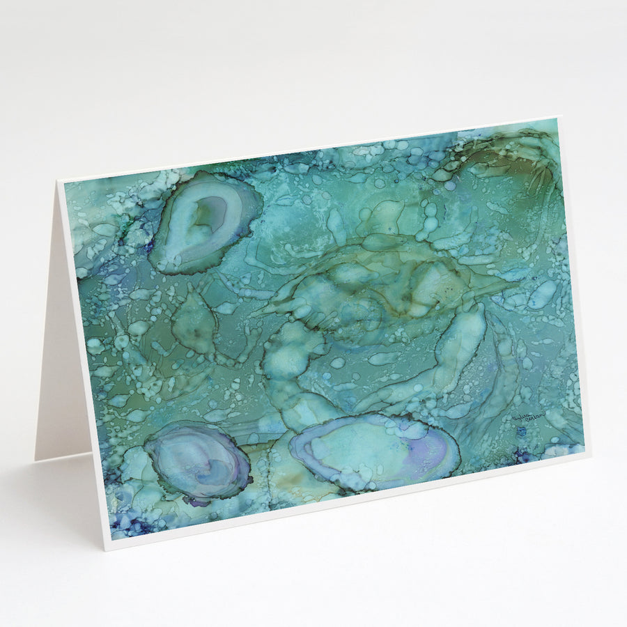 Abstract Crabs and Oysters Greeting Cards and Envelopes Pack of 8 Image 1