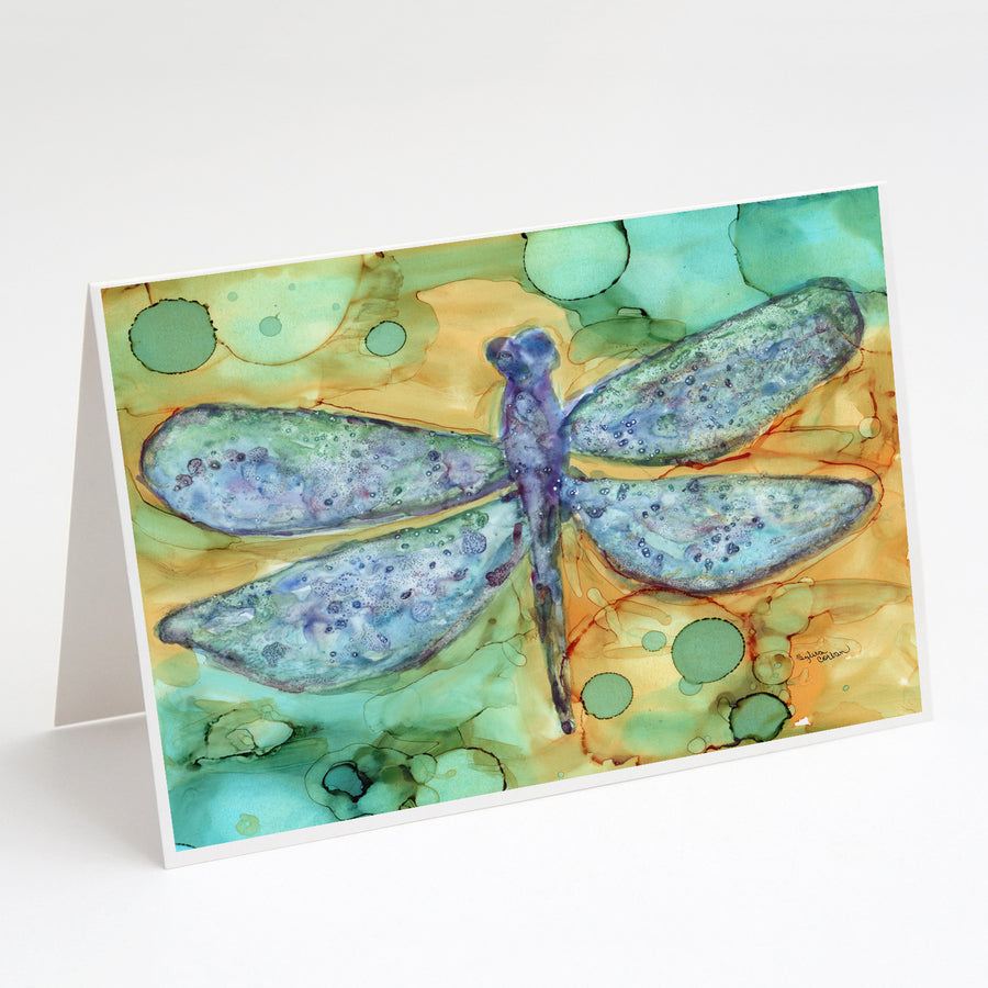 Abstract Dragonfly Greeting Cards and Envelopes Pack of 8 Image 1