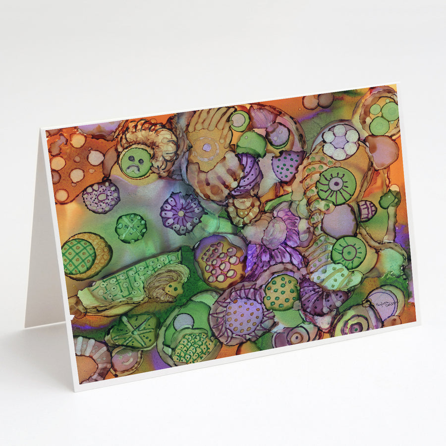 Abstract in Purple Green and Orange Greeting Cards and Envelopes Pack of 8 Image 1