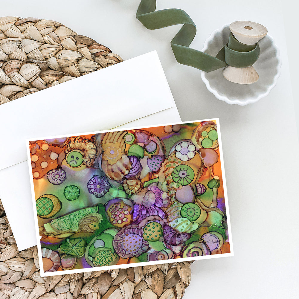 Abstract in Purple Green and Orange Greeting Cards and Envelopes Pack of 8 Image 2
