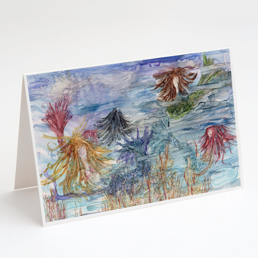 Abstract Mermaid Water Fantasy Greeting Cards and Envelopes Pack of 8 Image 1