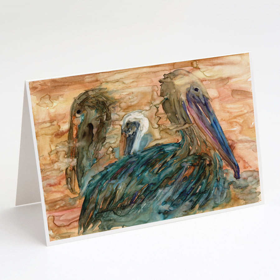 Abstract Pelicans Greeting Cards and Envelopes Pack of 8 Image 1