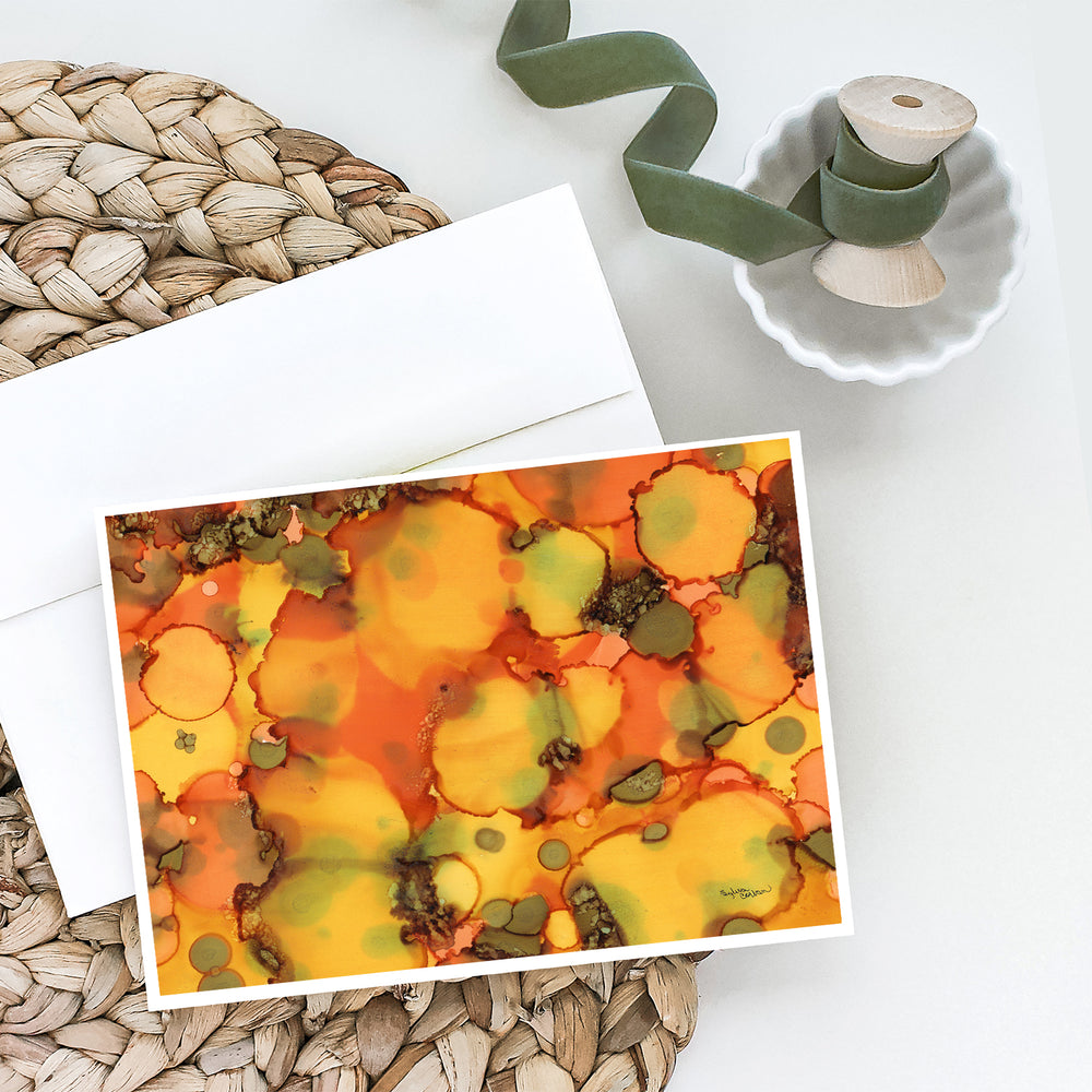 Abstract in Orange and Greens Greeting Cards and Envelopes Pack of 8 Image 2