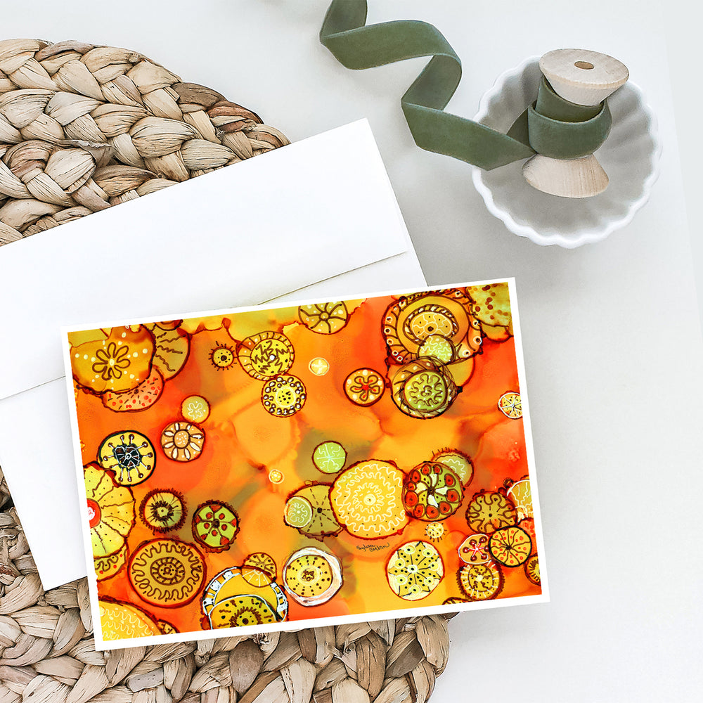 Abstract Flowers in Oranges and Yellows Greeting Cards and Envelopes Pack of 8 Image 2