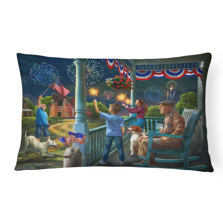 4th of July at Grandpas USA Canvas Fabric Decorative Pillow Image 1
