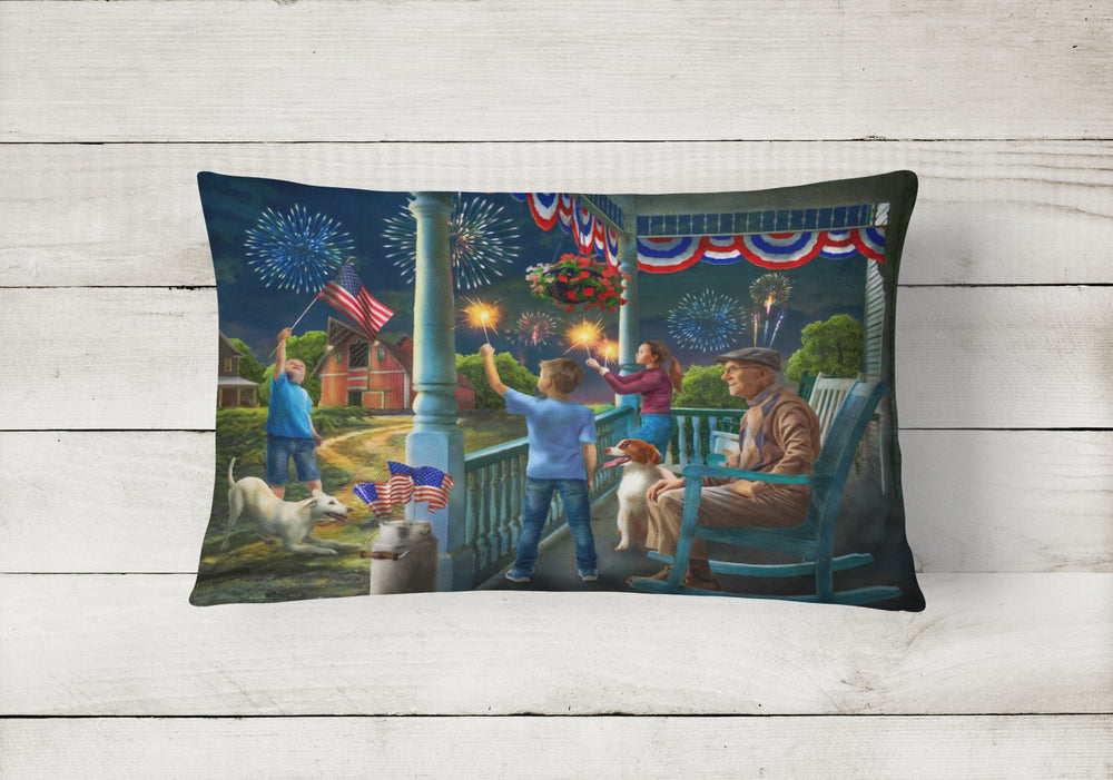 4th of July at Grandpas USA Canvas Fabric Decorative Pillow Image 2