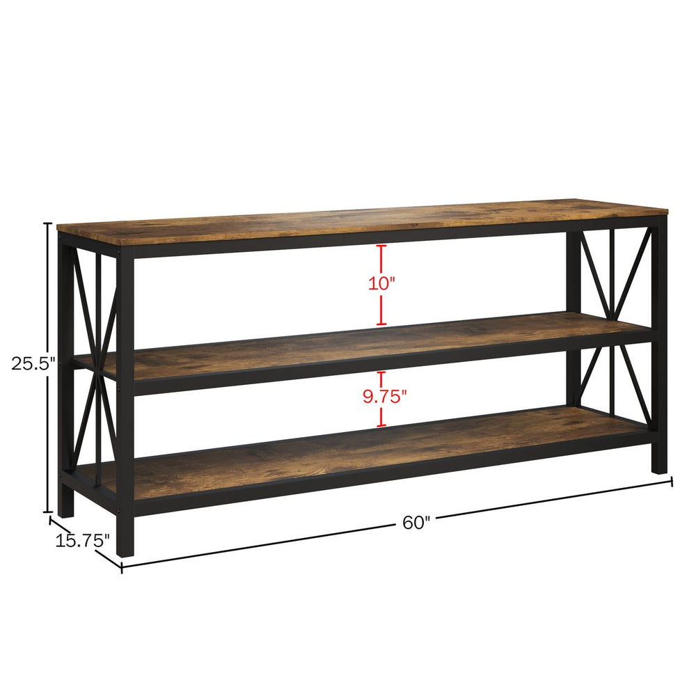 Farmhouse TV Stand 3-Tier Open Back Entertainment Center for 70-inch Television Image 2