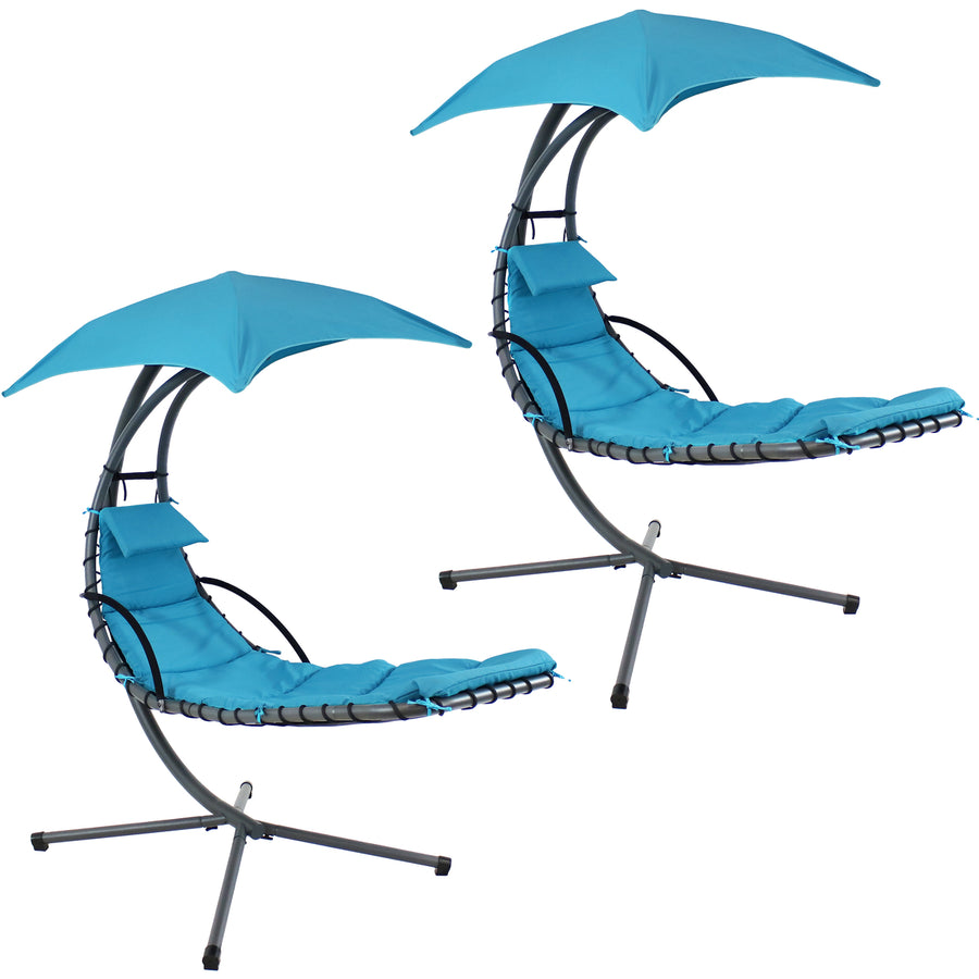 Sunnydaze Floating Lounge Chair and Umbrella/Curved Stand - Set of 2 Image 1