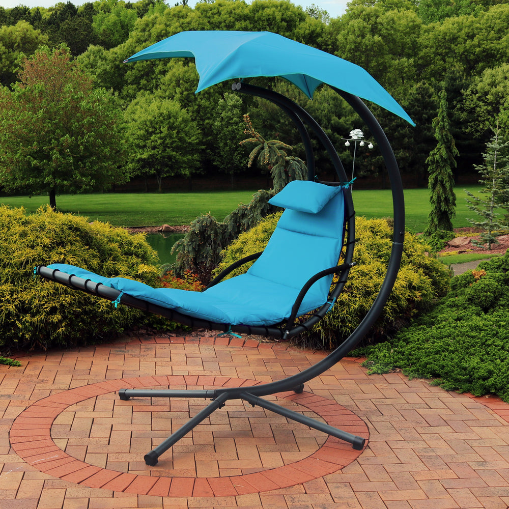 Sunnydaze Floating Lounge Chair and Umbrella/Curved Stand - Set of 2 Image 2