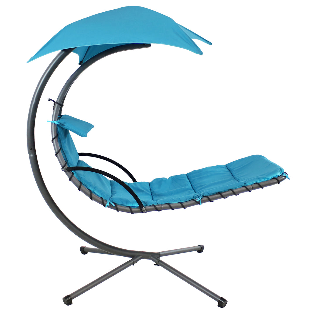 Sunnydaze Floating Lounge Chair and Umbrella/Curved Stand - Set of 2 Image 9