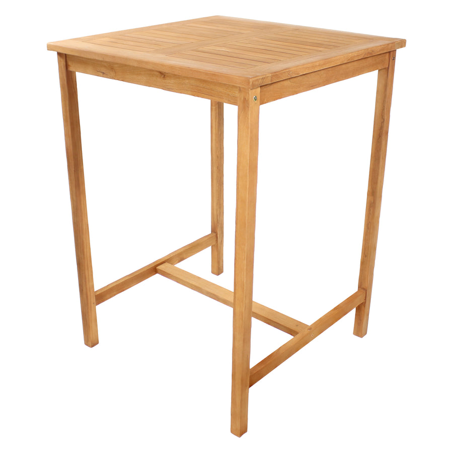 Sunnydaze 31" Square Teak Wood Outdoor Bar Table Image 1