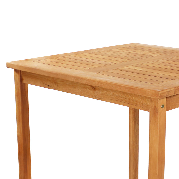 Sunnydaze 31" Square Teak Wood Outdoor Bar Table Image 5