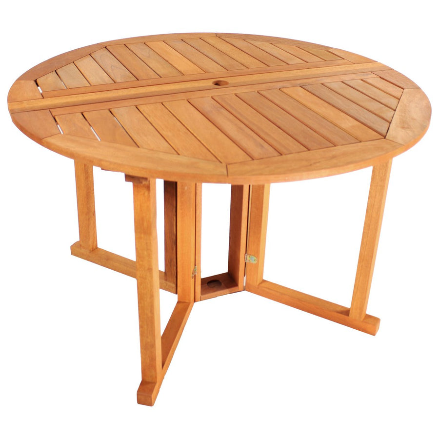 Sunnydaze Malaysian Hardwood Gateleg Patio Table with Teak Oil Finish Image 1