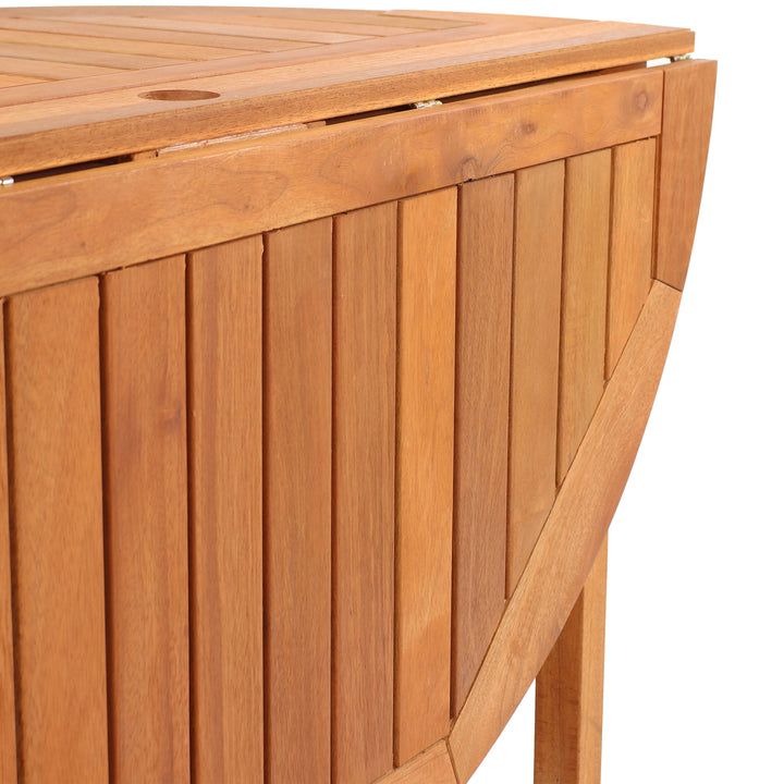 Sunnydaze Malaysian Hardwood Gateleg Patio Table with Teak Oil Finish Image 5