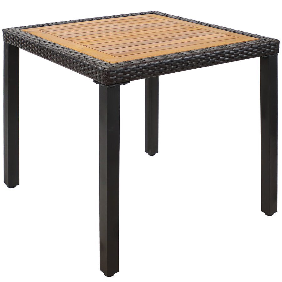 Sunnydaze 31.5 in Acacia Wood and Wicker Square Patio Dining Image 1