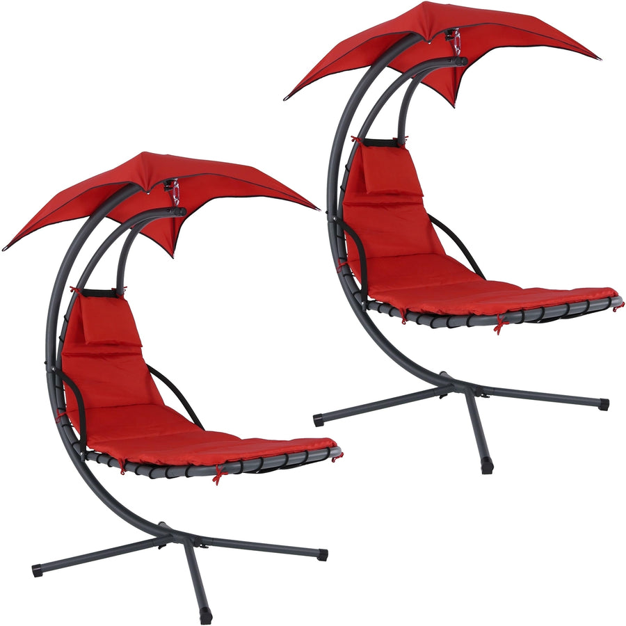 Sunnydaze Floating Lounge Chair with Umbrella and Stand - Set of 2 Image 1