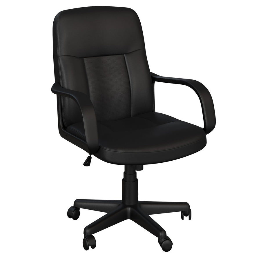 Office Chair Adjustable Height Computer Chair Tilting Leather Back with Wheels Image 1
