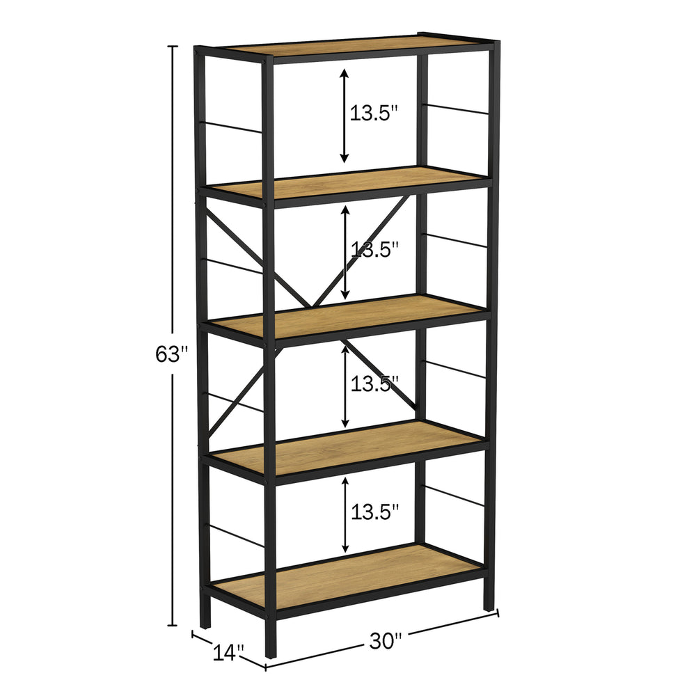5-Tier Bookshelf Open Style Etagere Storage Shelving Unit Bedroom Garage Image 2