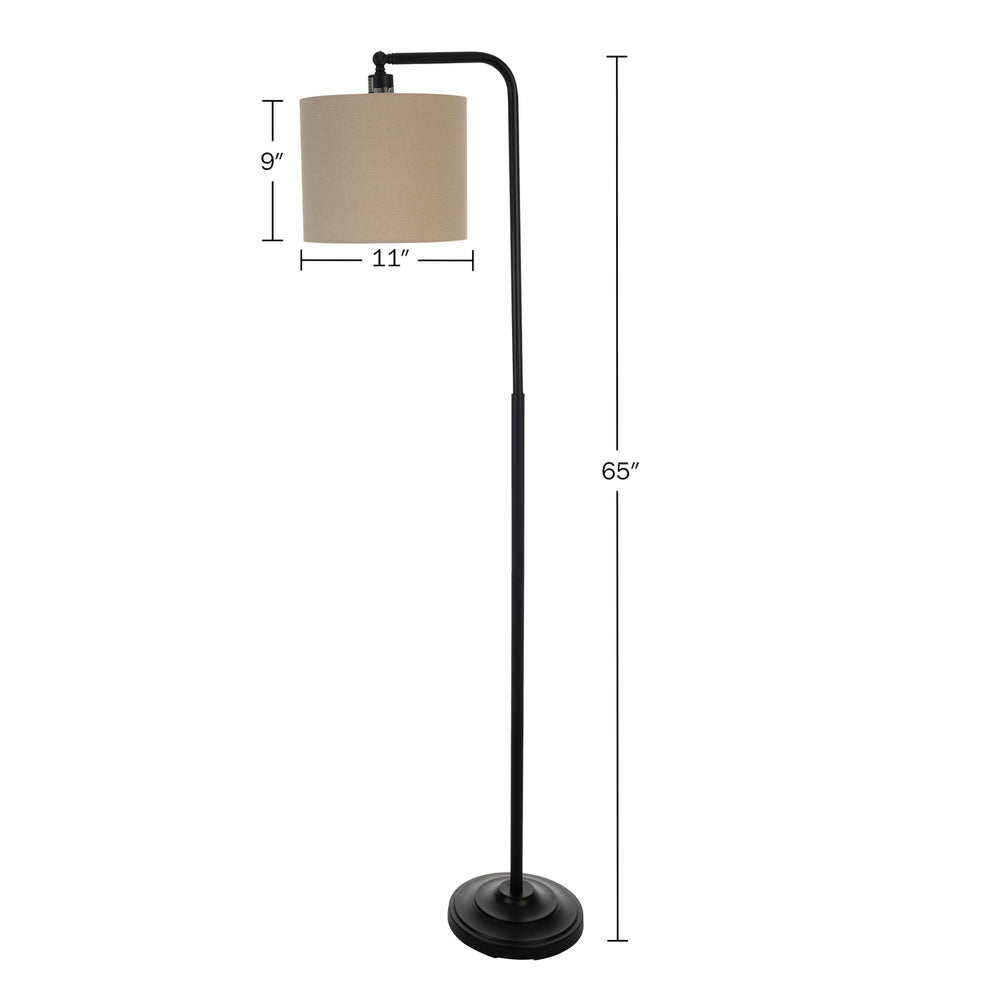 Black Floor Lamp 65in Tall Modern Linen Shade LED Bulb Shade 11L x 11W x 9H in Image 2