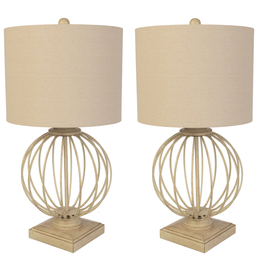 Set of 2 Table Lamps Modern Lamps USB Charging Ports LED Bulbs Living Room Sand Image 1