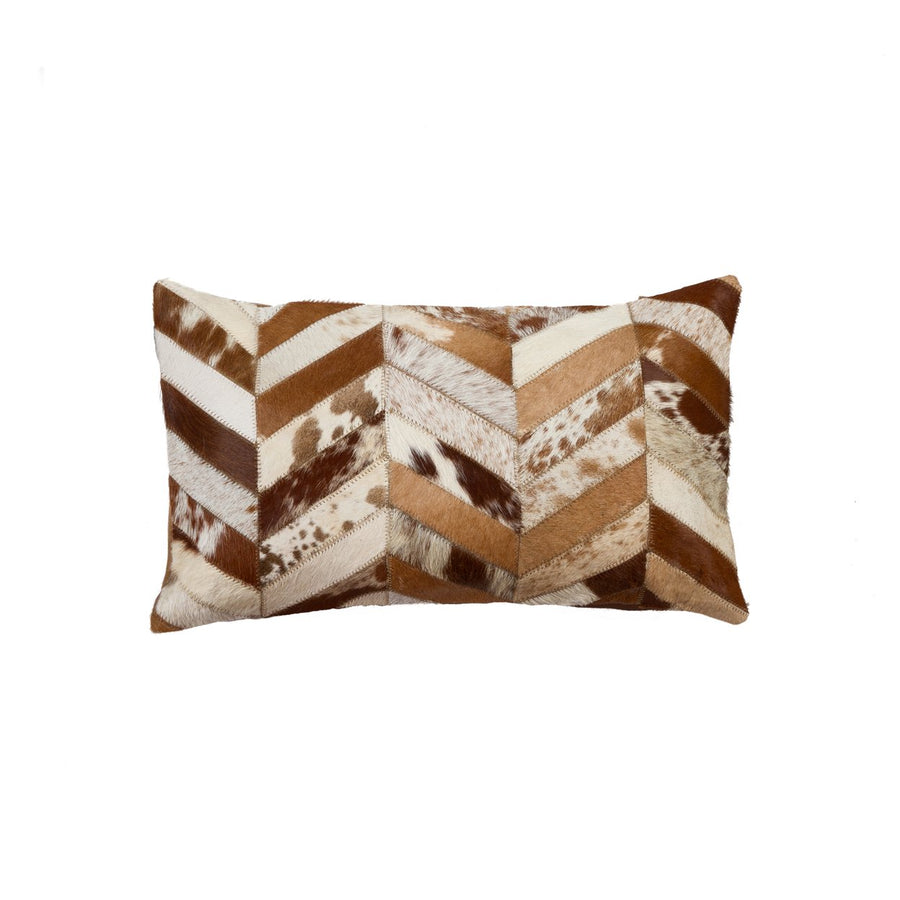 Natural  Torino Chevron Cowhide Pillow  1-Piece  Brown and natural Image 1