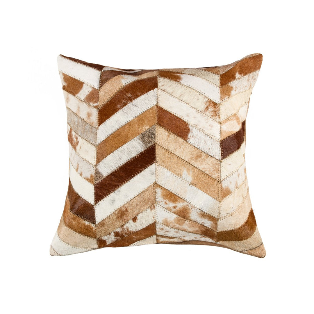 Natural  Torino Chevron Cowhide Pillow  1-Piece  Brown and natural Image 3
