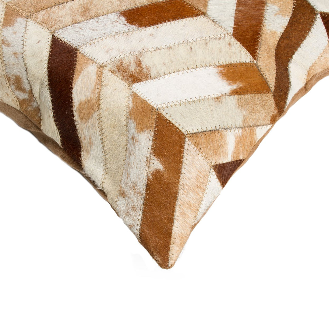 Natural  Torino Chevron Cowhide Pillow  1-Piece  Brown and natural Image 4